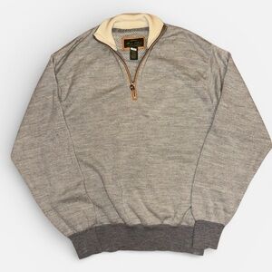 ORVIS Signature Collection Wool 1/4 Zip Fishing Sweater Grey Large